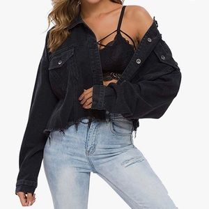 Black Cropped Denim Jacket
